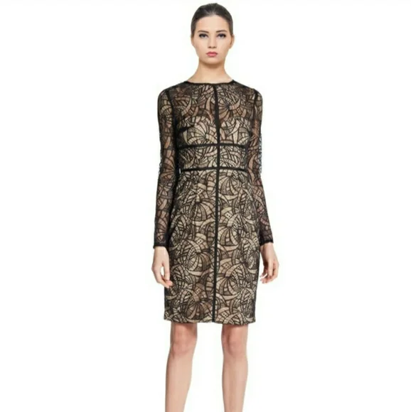 Monique Lhuillier | Dresses | Monique Lhuillier Art Deco Black Sheath Dress 